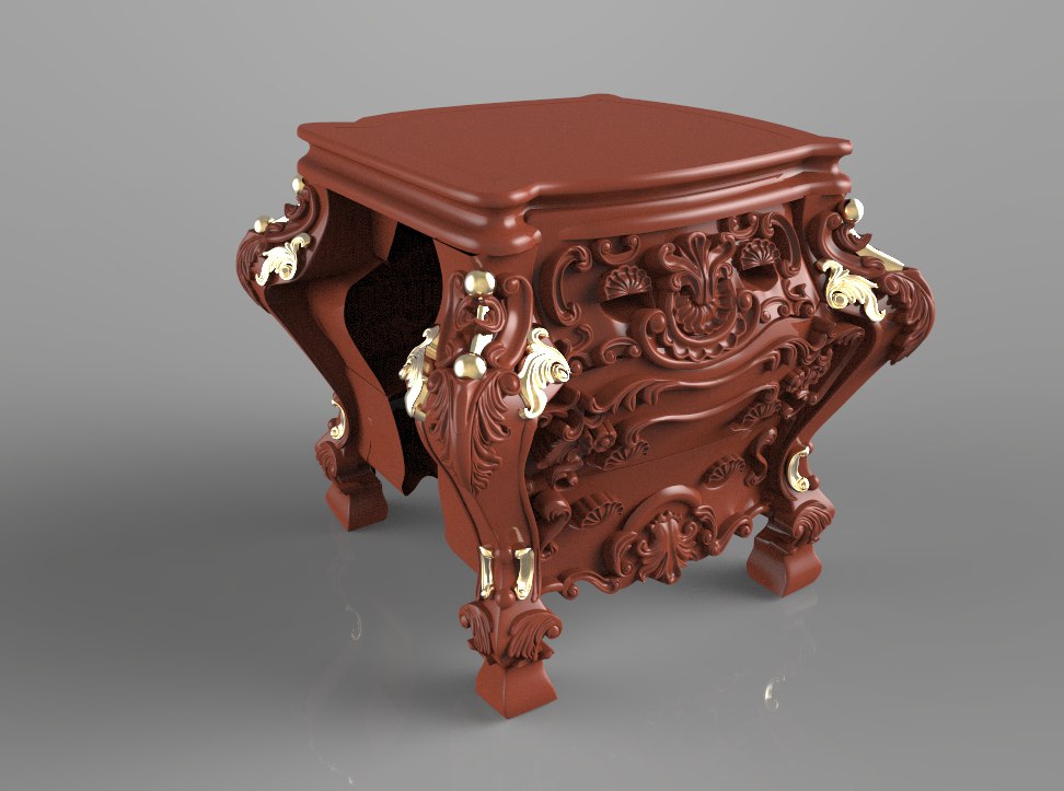 Faragott Asztal Design 3D Dombormű Modell