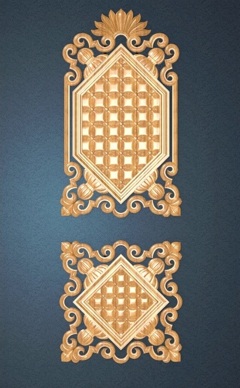 Dekoratív Rácsozatú Ajtóterv 3D STL Modell CNC Routerhez, Díszfaragás, CNC Fafaragás Terv, ArtCAM Díszítő fájl (.rlf)