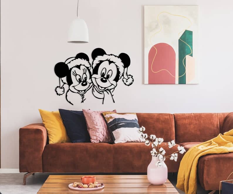 Mickey és Minnie Egér Fémes Falikép Díszítés